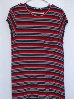 American Eagle Striped T-Shirt Dress Women’s Lg Multicolor Lettuce Hem Stretch